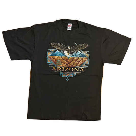 90's Soffee Shirts Arizona Bald Eagle Black Tshirt - Medium - 20" x 28"