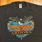 90's Soffee Shirts Arizona Bald Eagle Black Tshirt - Medium - 20" x 28"