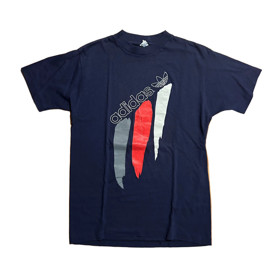 80’s Adidas Navy Blue Logo Tshirt - Small - 18" x 27.5"