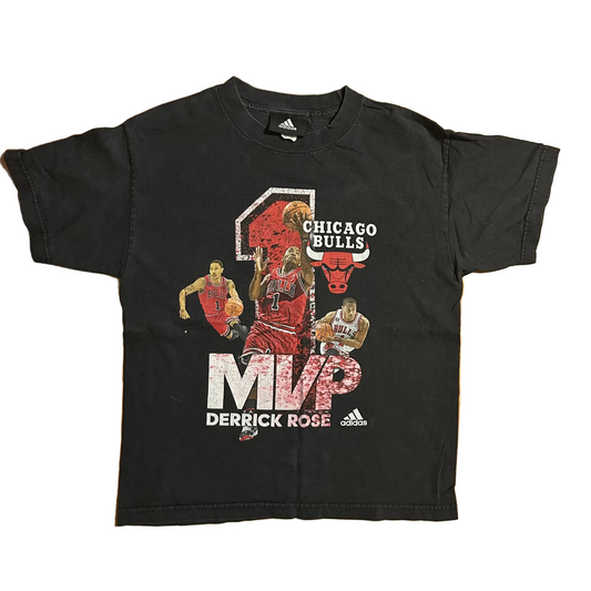 Adidas Derrick Rose MVP Chicago Bulls NBA Black Tshirt - Small - 18.5" x 23"