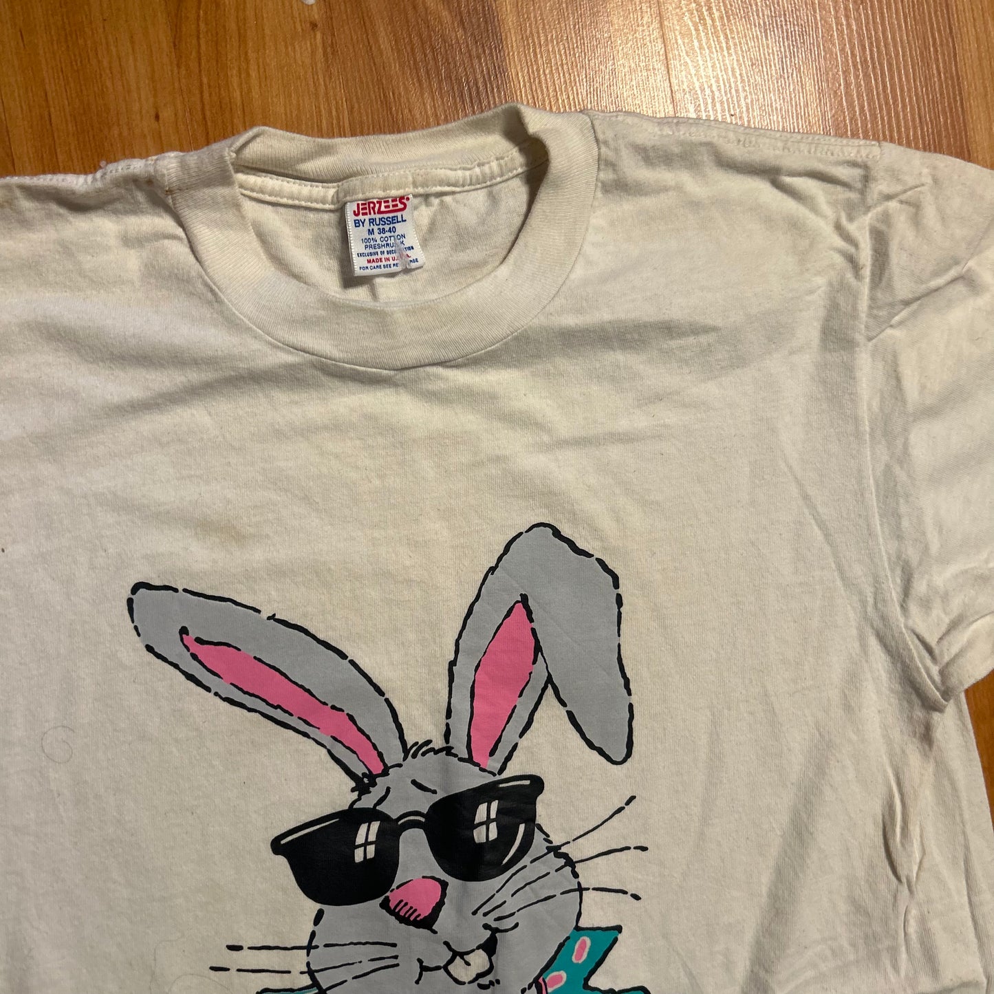 90's Jerzees Russell Easter Bunny Too Cool Tshirt - XSmall - 17.5" x 27.5"