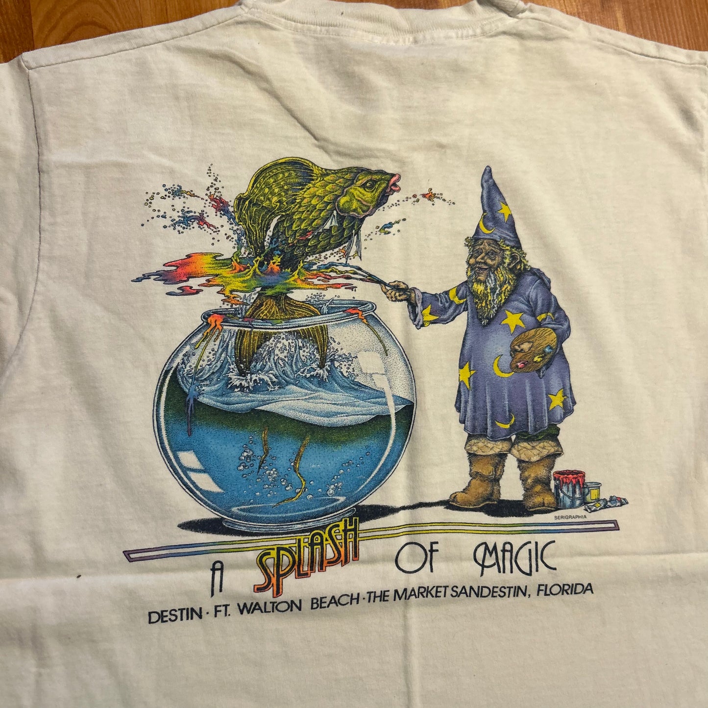 80's Zoo Gallery Splash of Magic Destin Florida White Tshirt - Small - 19.5" x 28"