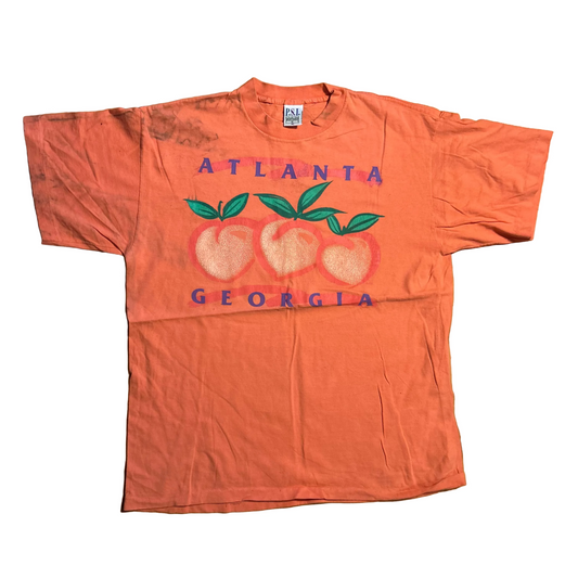 90's PSI Atlanta Georgia Peach Orange Tshirt - Large - 22" x 28.5"