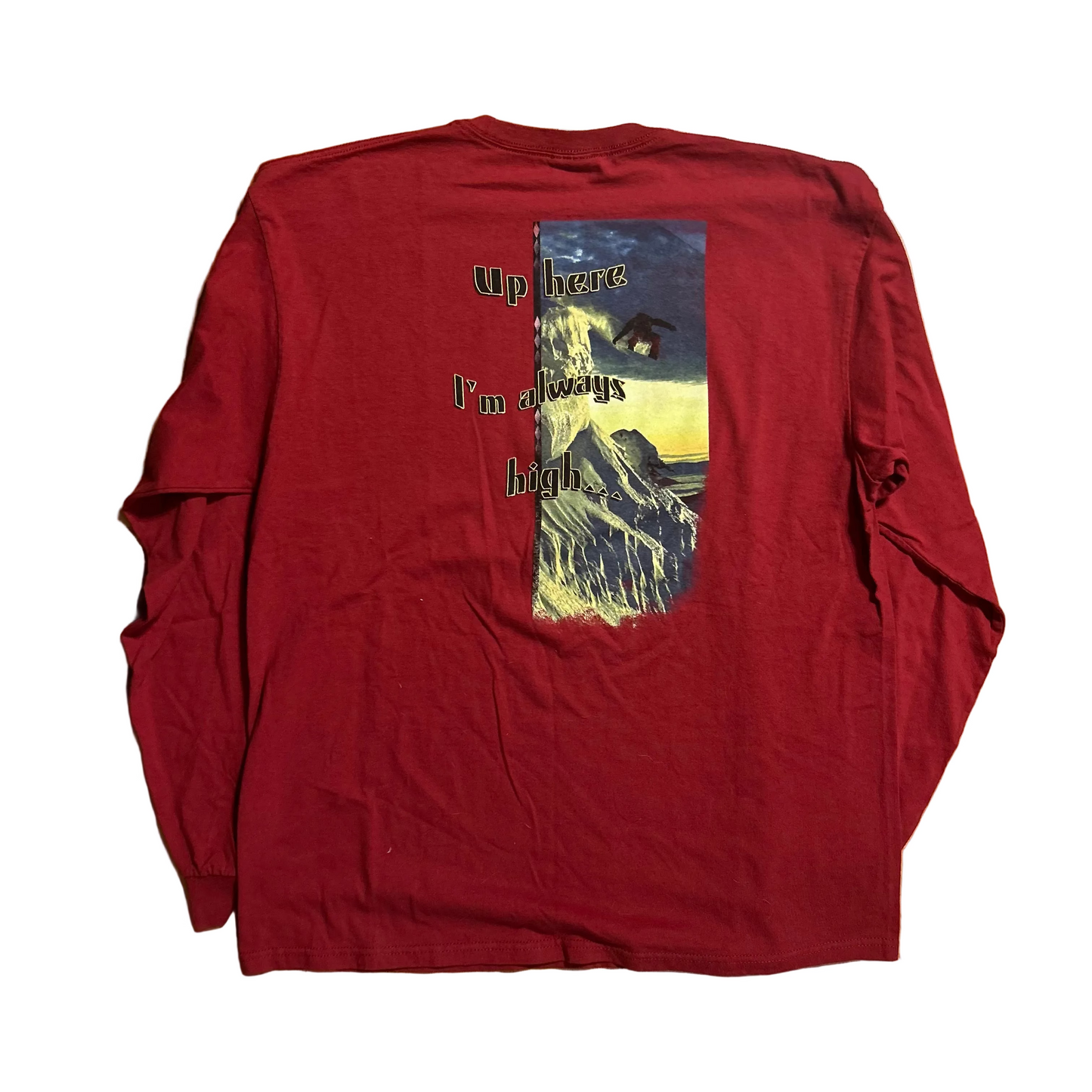 Anvil Up Here I’m Always High Red Longsleeve Shirt - Large - 23" x 29.5"