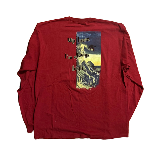 Anvil Up Here I’m Always High Red Longsleeve Shirt - Large - 23" x 29.5"