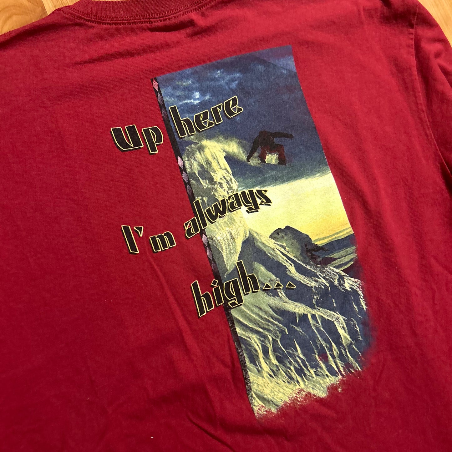 Anvil Up Here I’m Always High Red Longsleeve Shirt - Large - 23" x 29.5"