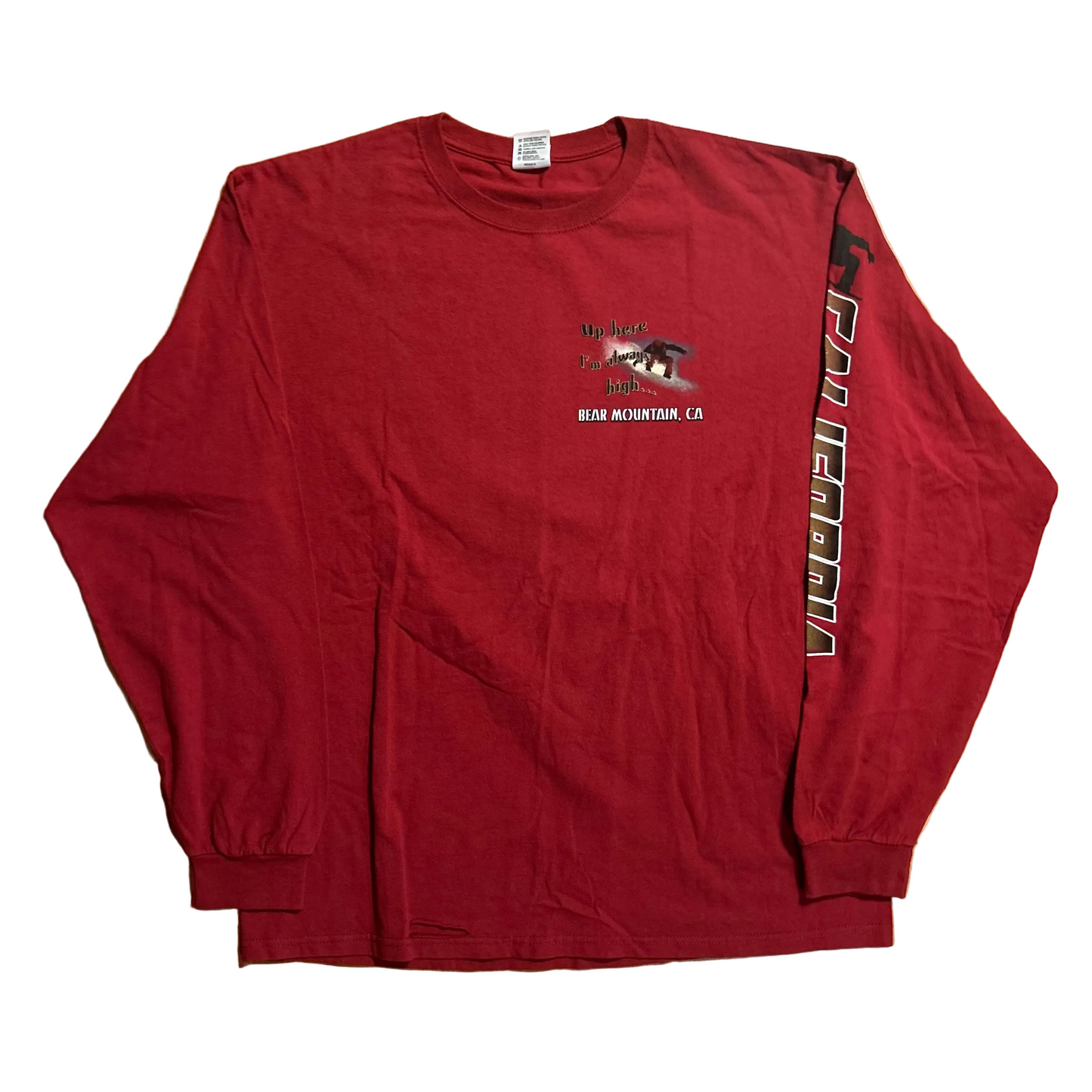 Anvil Up Here I’m Always High Red Longsleeve Shirt - Large - 23" x 29.5"