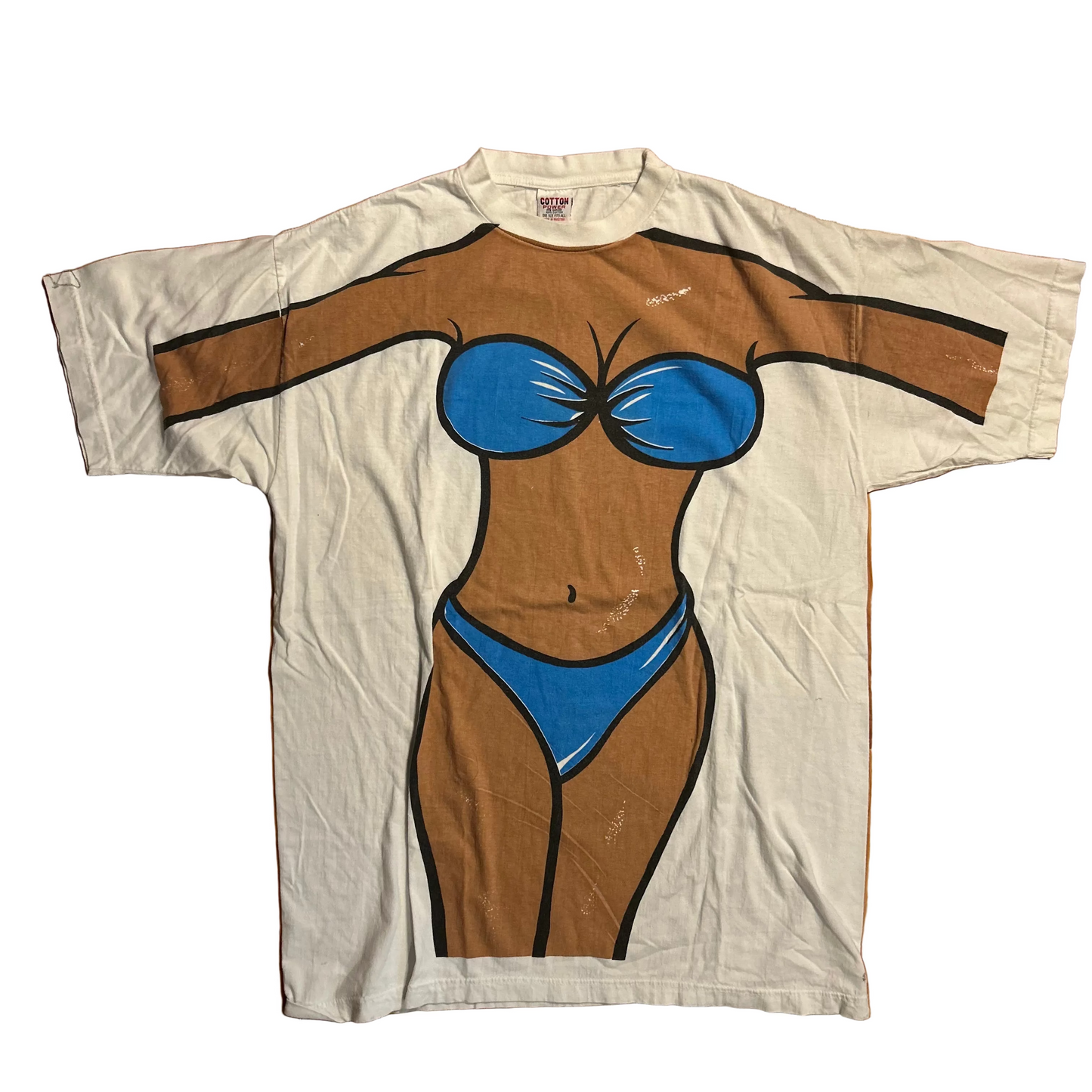 Cotton Power Bikini Body White Tshirt - Large - 23.5" x 32.5"