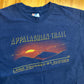 90's Hanes Beefy Appalachia Mountains Land Touched by Clouds Blood Mt Georgia Navy Blue Tshirt - Large - 23" x 28"