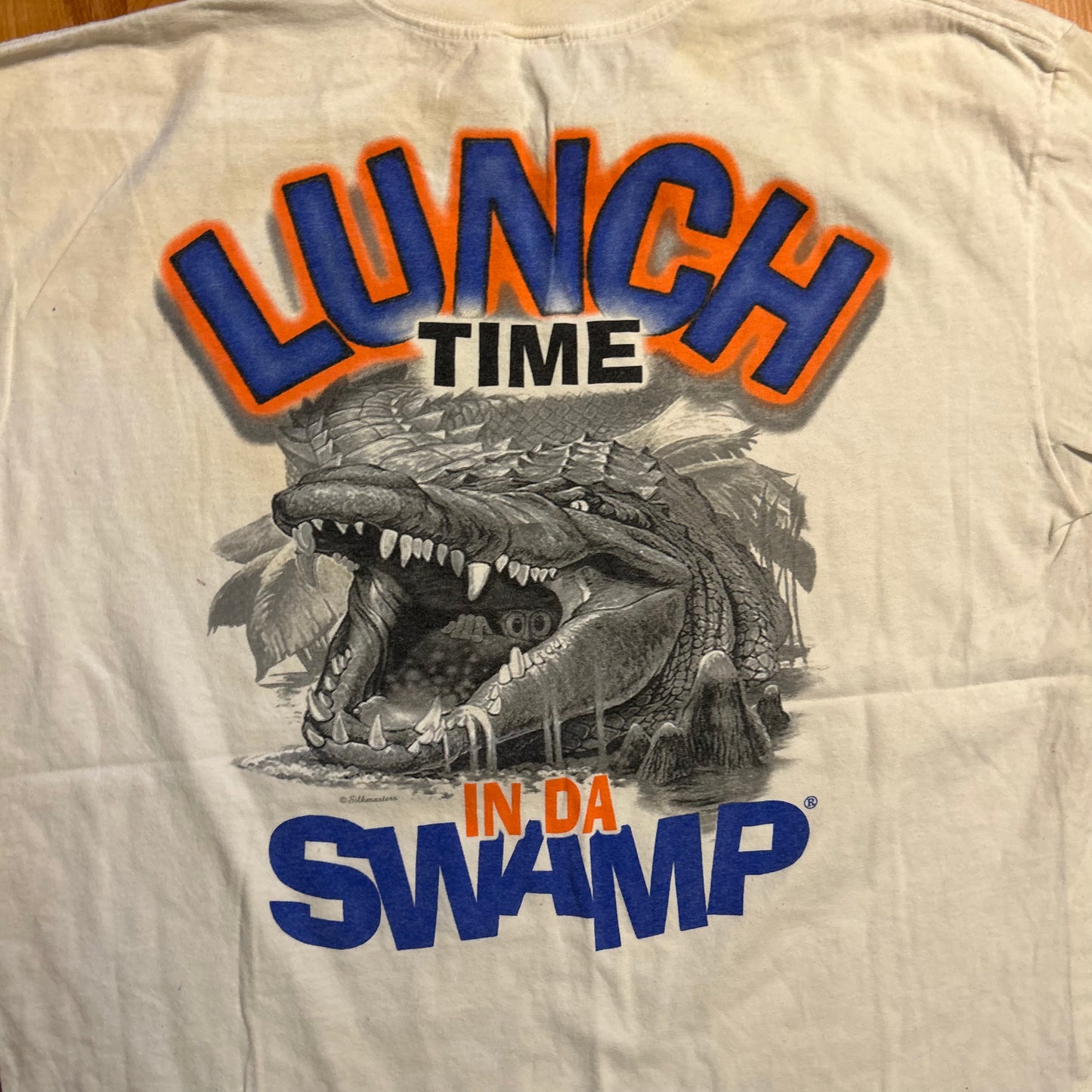 00's Anvil Lunch Time in Da Swamp Football Florida Gators University White Tshirt - Large - 23.5" x 30"