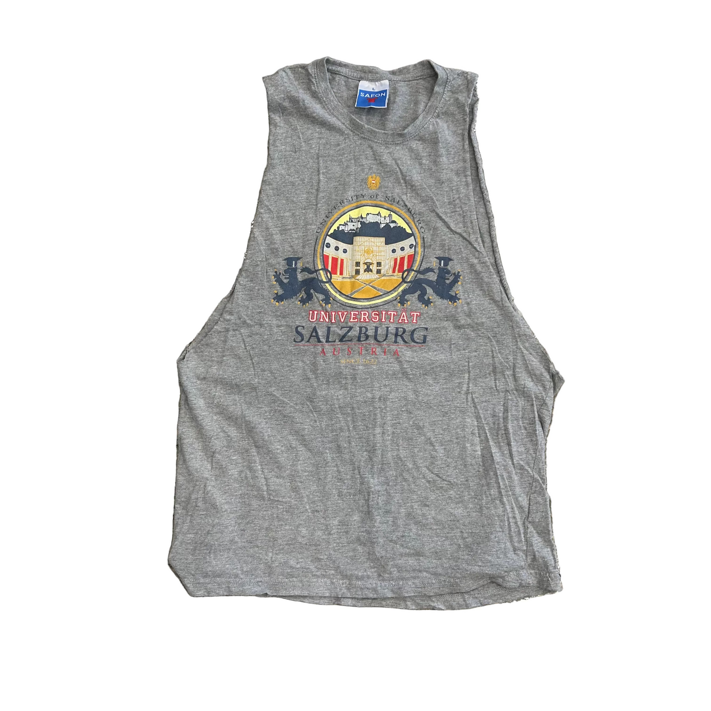 University Salzburg Austria Grey Tank Top Shirt - Small - 18" x 27"