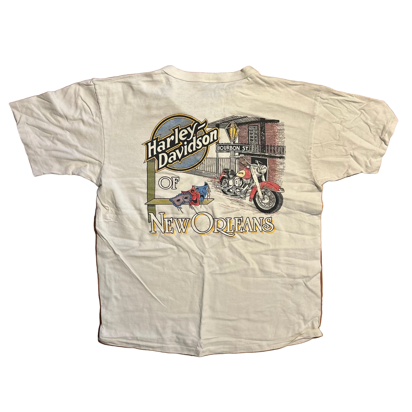 90's Harley Davidson Motorcycles White Quarter Button Up Shirt - Medium - 21.5" x 27"