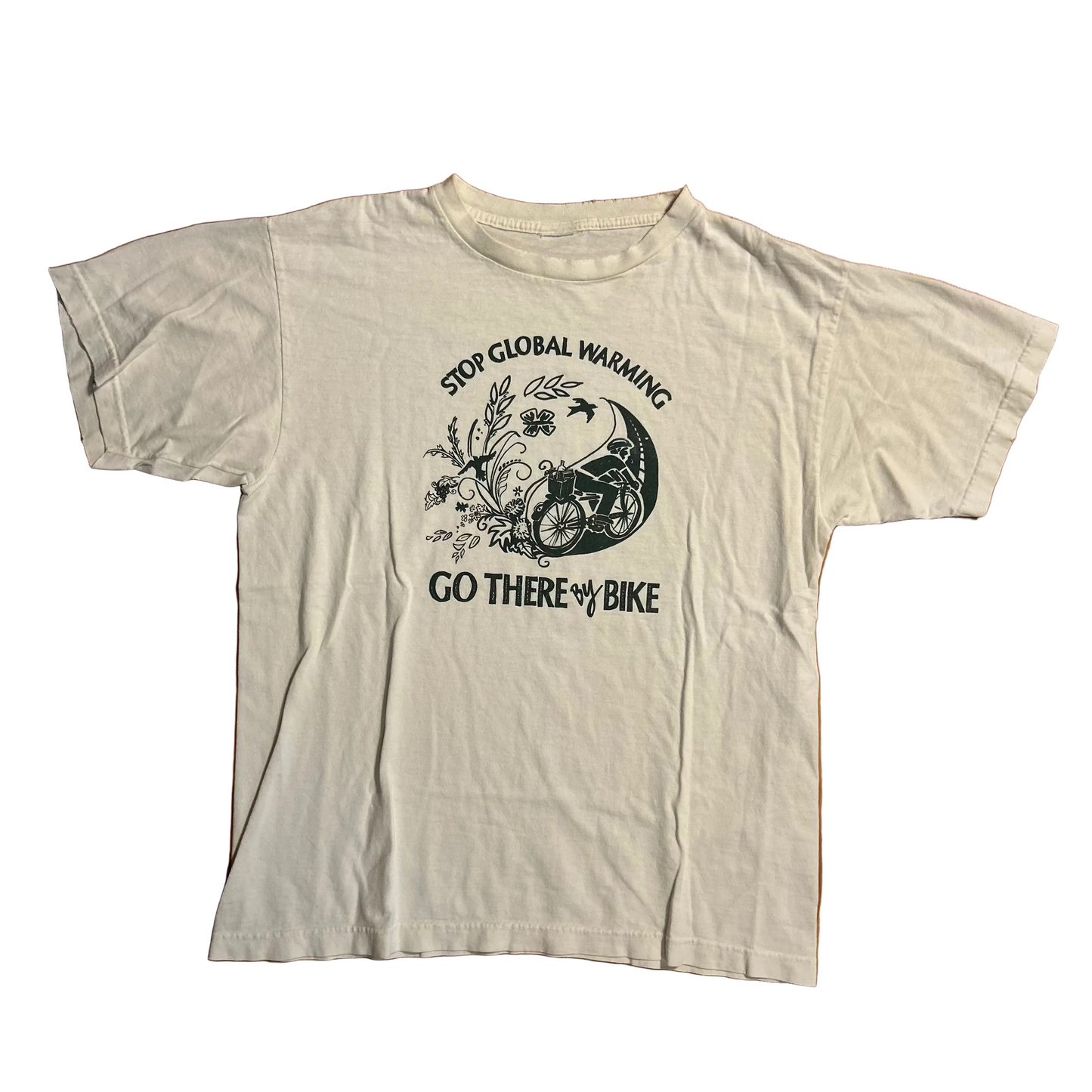 Stop Global Warming Go There By Bike White Tshirt - Medium - 20" x 26"