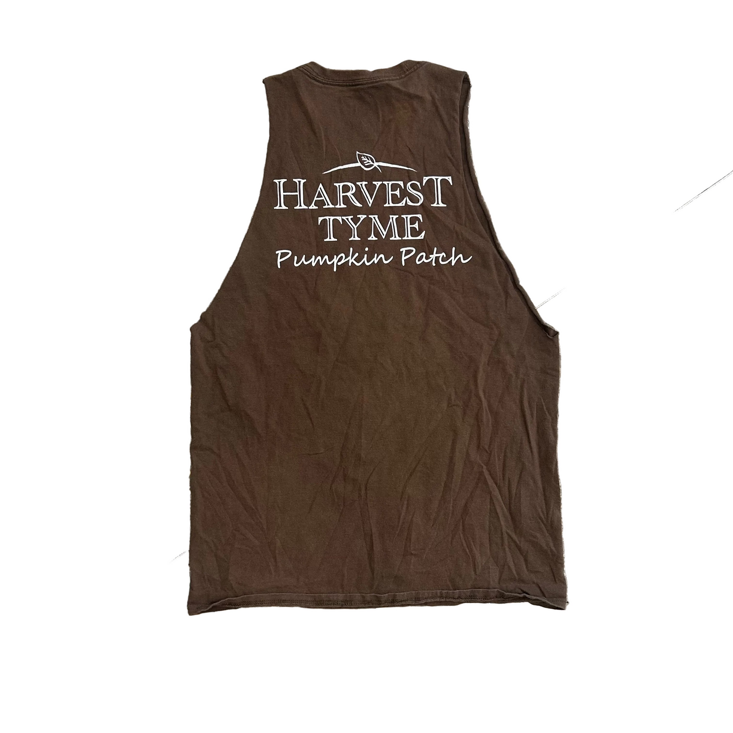 Harvest Tyme Pumpkin Patch Brown Tank Top Shirt - Medium - 20" x 29"