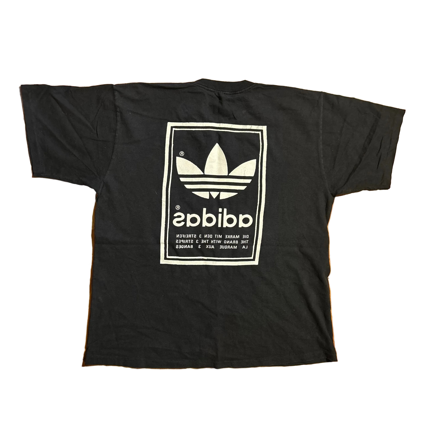 90's Adidas Black Logo Tshirt - Large - 23" x 28.5"