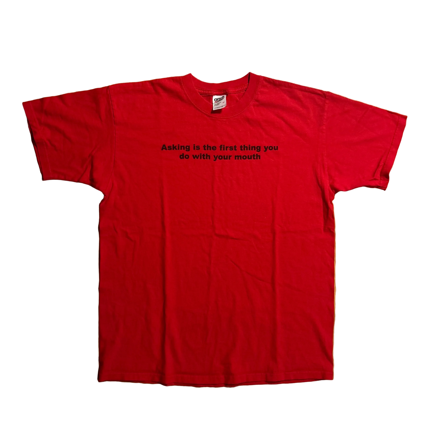 Anvil Asking is the First Thing You Do With Your Mouth Victim Empowerment Red Tshirt - Medium - 21.5” x 28”