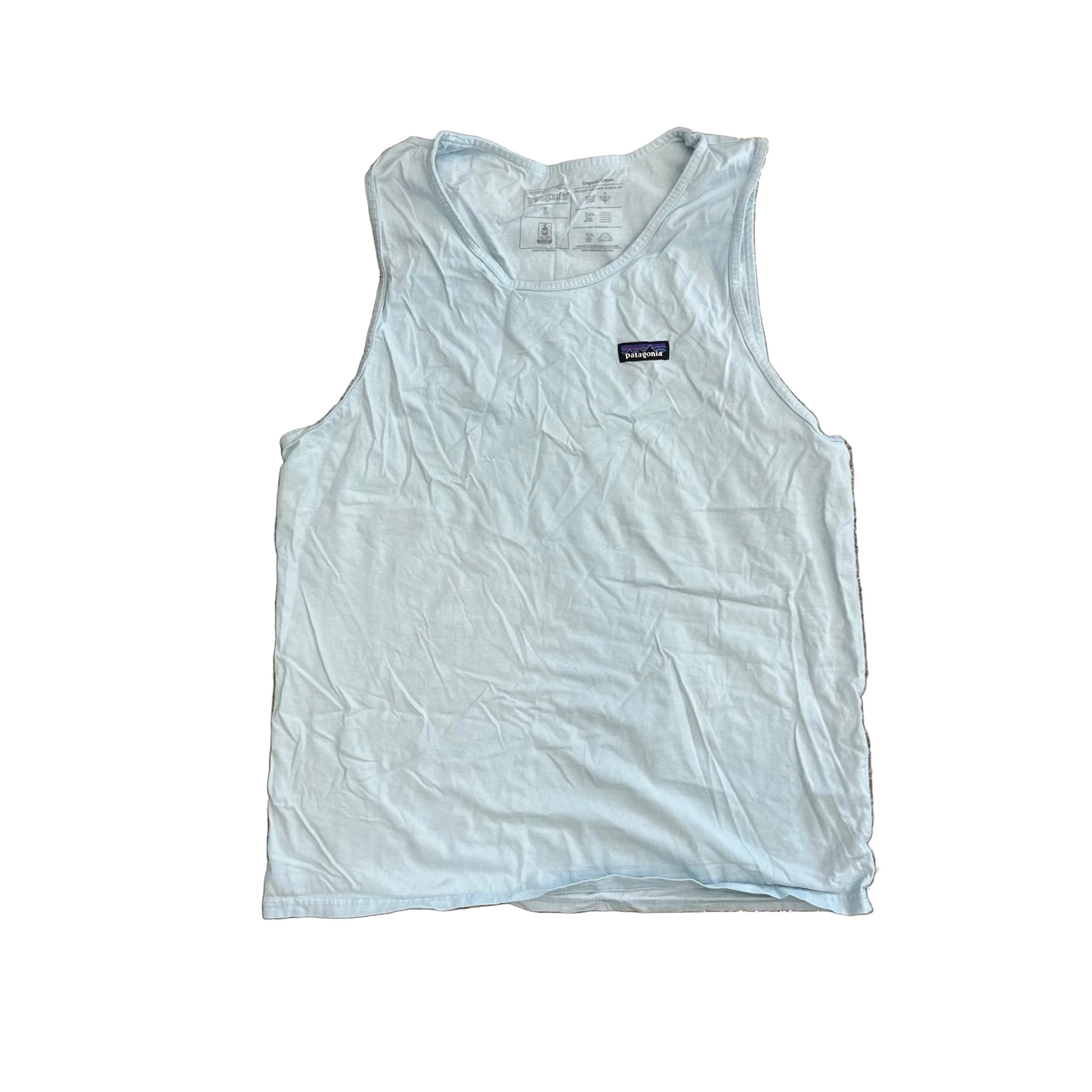 Patagonia Phartagonia Light Blue Organic Cotton Tank Top Shirt - Medium - 21" x 28"