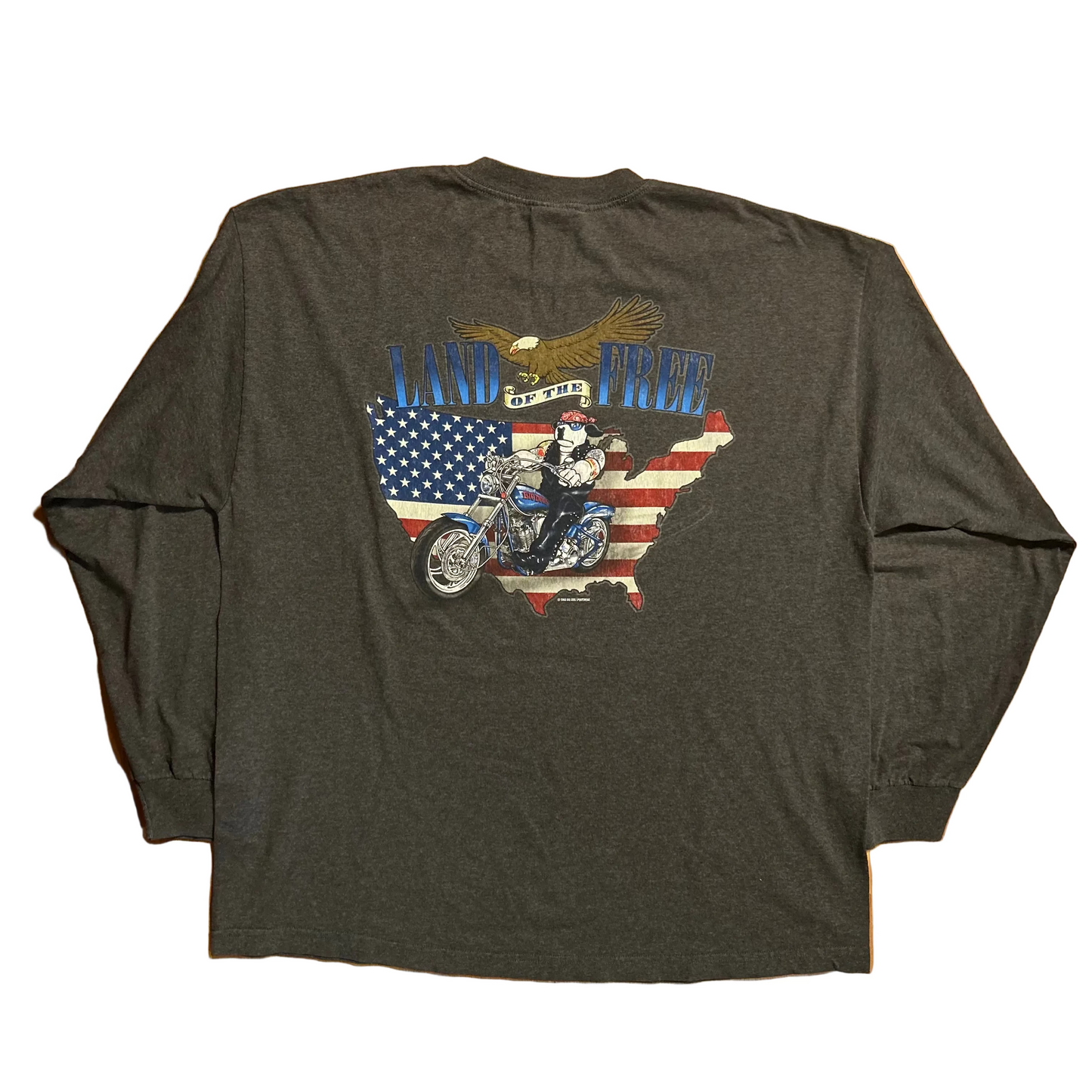 Big Dogs Land of the Free Motorcycle Bike Grey Longsleeve Shirt - XLarge - 25" x 31"