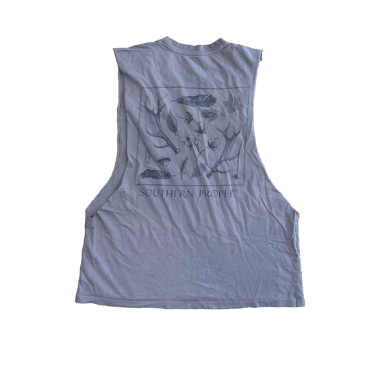 Southern Proper Blue Purple Grey Tank Top Shirt - Medium - 21" x 26"