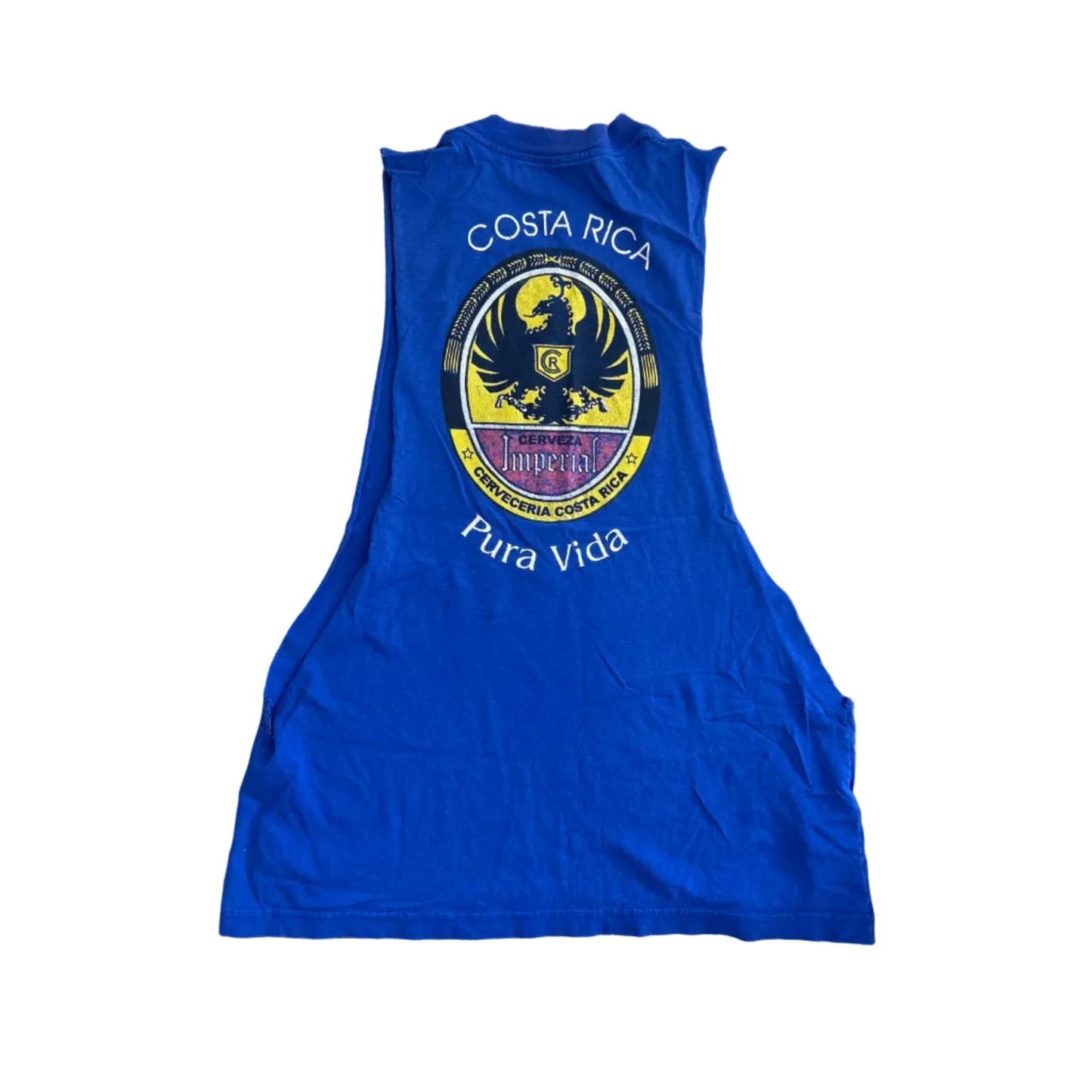 Costa Rice Imperial Cerveza Pura Vida Blue Tank Top Shirt - Medium - 20.5" x 26"