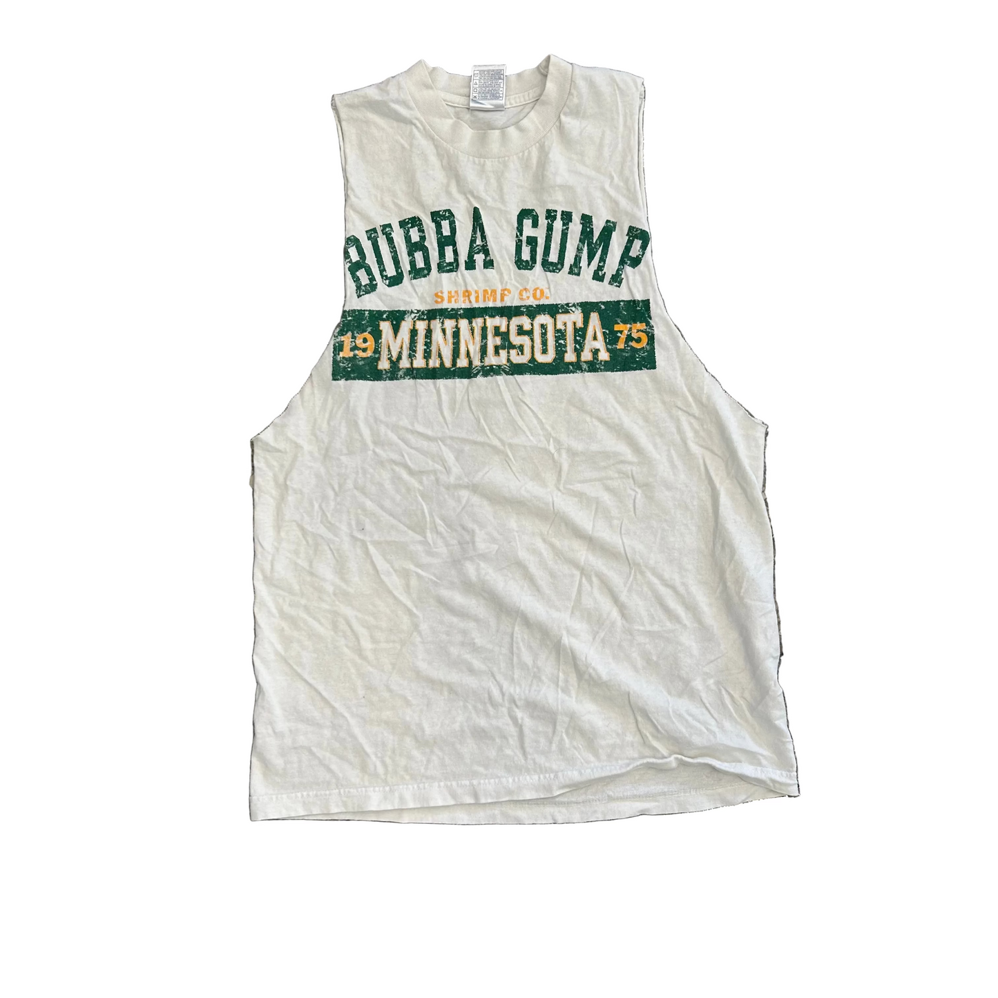 Bubba Gump Shrimp Minnesota White Tank Top Shirt - Medium - 20" x 28"