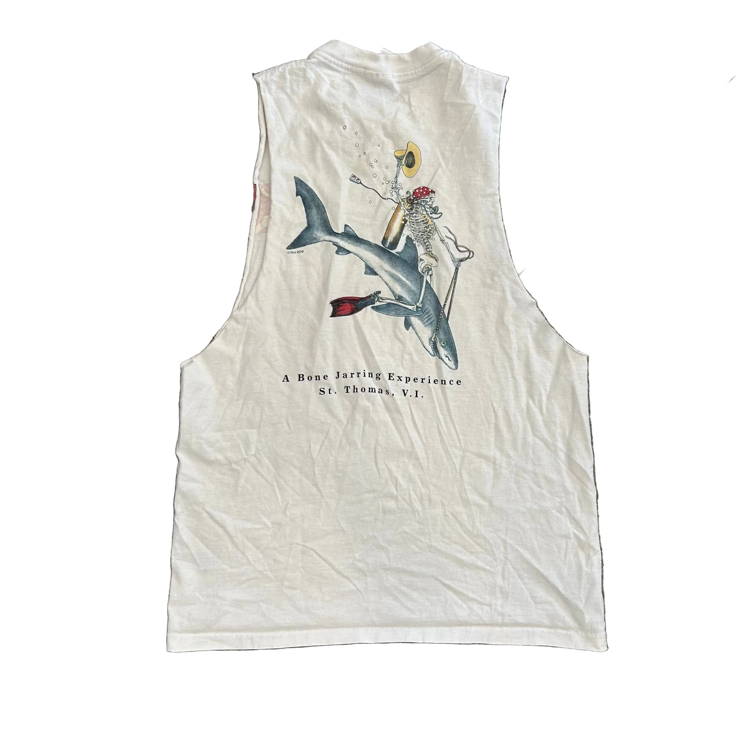 St Thomas Virgin Islands Bonafide Fishing White Tank Top Shirt - Medium - 20" x 28"