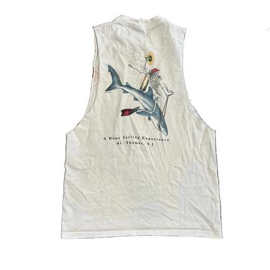 St Thomas Virgin Islands Bonafide Fishing White Tank Top Shirt - Medium - 20" x 28"