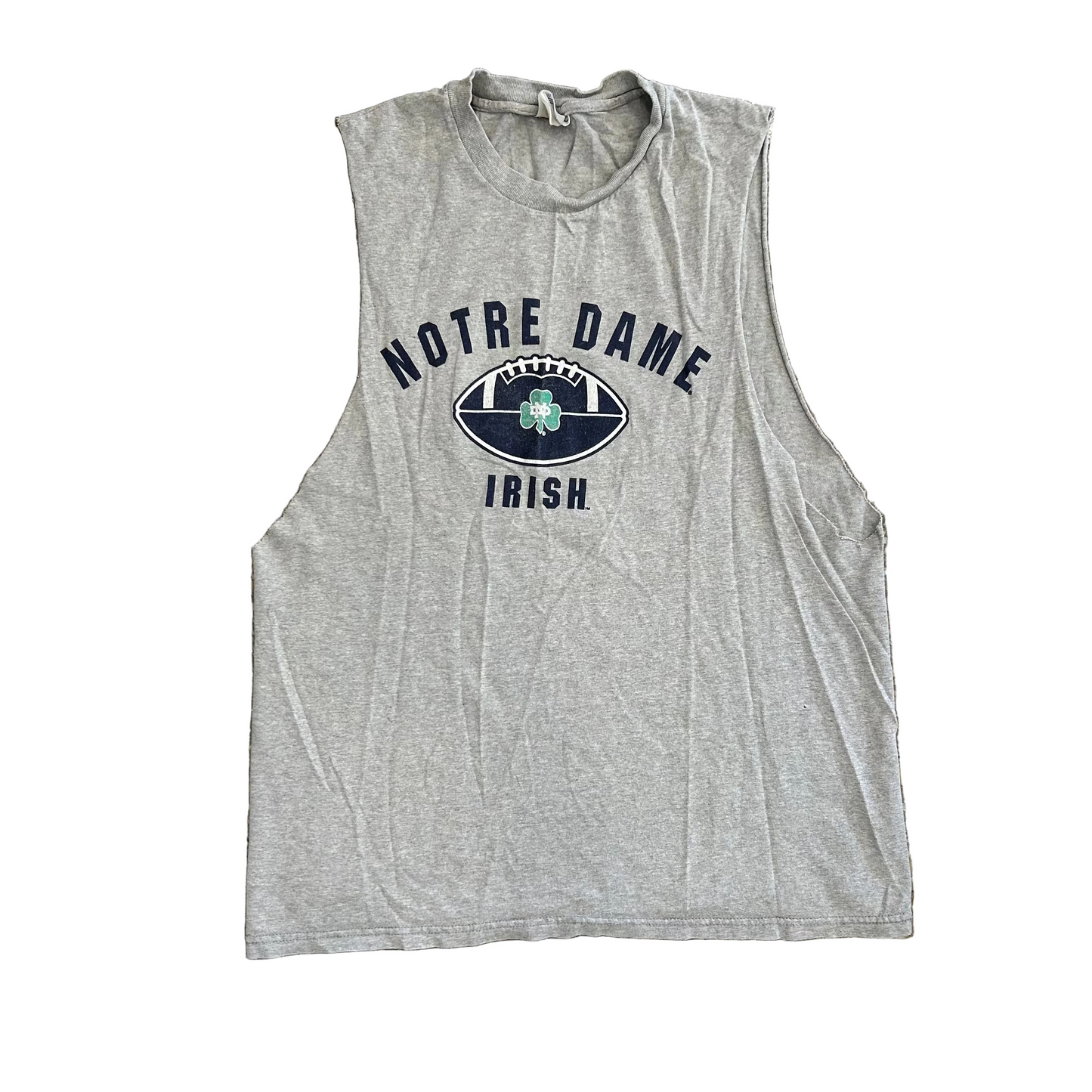 Notre Dame Irish Football Grey Tank Top Shirt - Medium - 20" x 27"