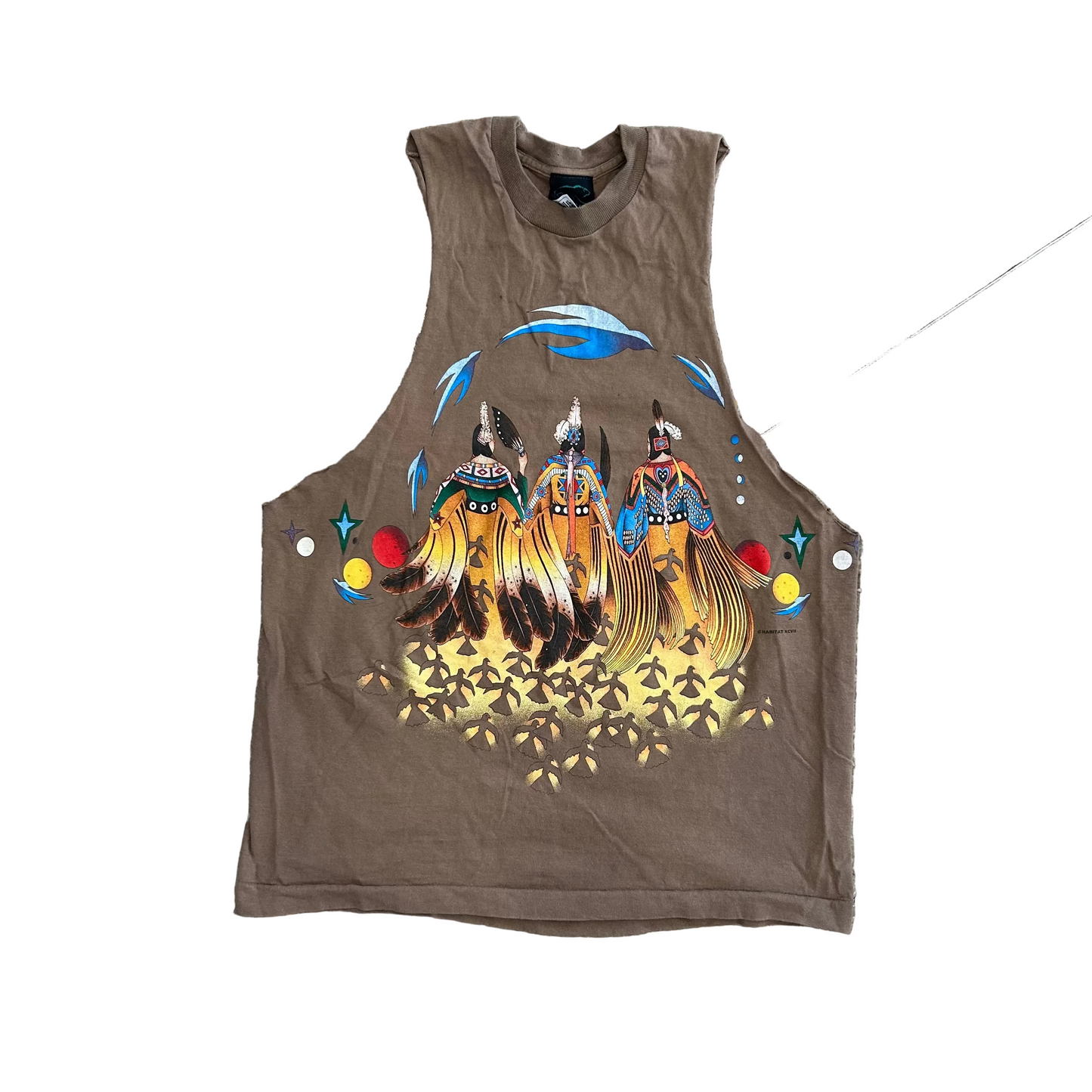 90's Habitat Brown Tank Top Shirt - Medium - 20" x 27"