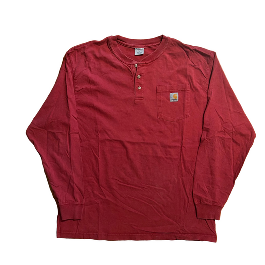 Carhartt Carphartt Red Quarter Button Up Henley Longsleeve Shirt - XLarge - 24" x 30"