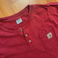 Carhartt Carphartt Red Quarter Button Up Henley Longsleeve Shirt - XLarge - 24" x 30"