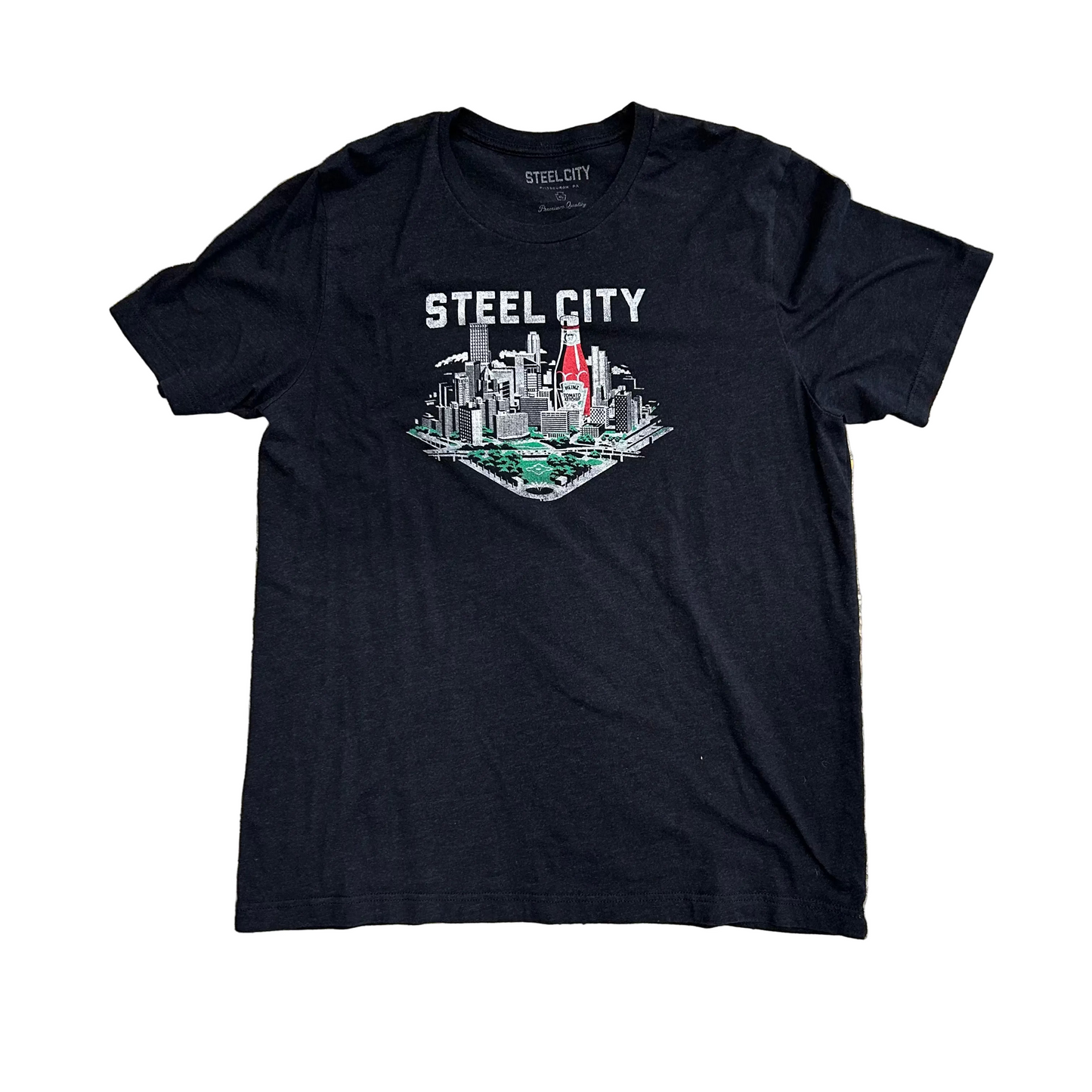 Steel City Kraft Heinz Ketchup Grey Black Pittsburgh Tshirt - Medium - 21" x 29"