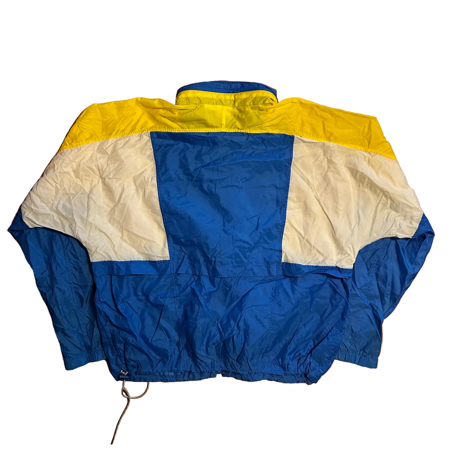 90's Nike Grey Tag Zip Up Blue Yellow White Windbreaker Jacket - XLarge - 24" x 25.5"