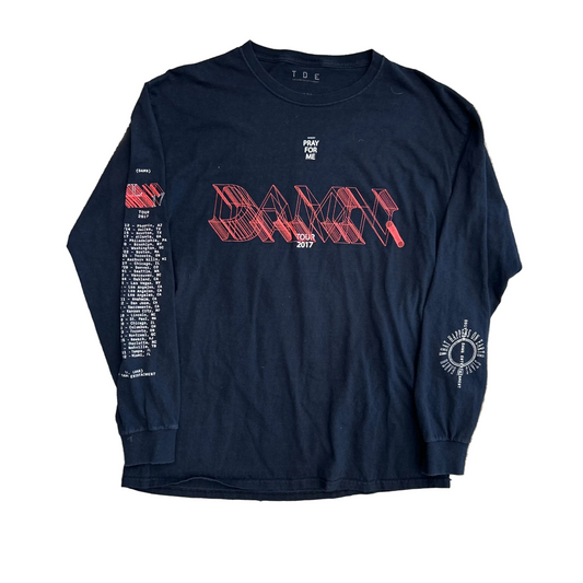Kendrick Lamar Damn Tour 2017 Black Longsleeve Shirt - Medium - 20" x 28"