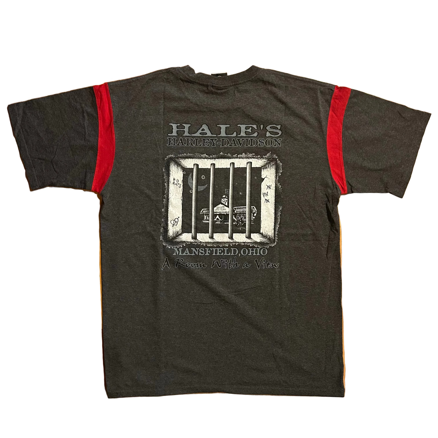 Harley Davidson Motorcycles Hale’s Room With a View Grey Red Tshirt - XLarge - 24" x 31.5"