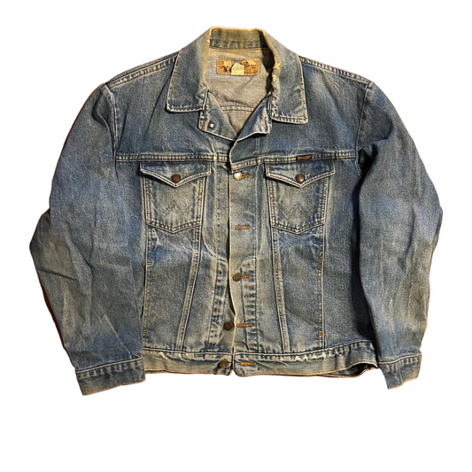80/90's Wrangler Button Up Light Wash Denim Trucker Jacket - Large - 23" x 25"