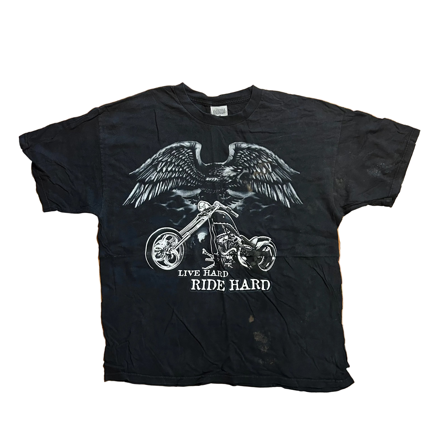 National Heritage Live Hard Ride Hard Black Tshirt - XLarge - 24" x 29"