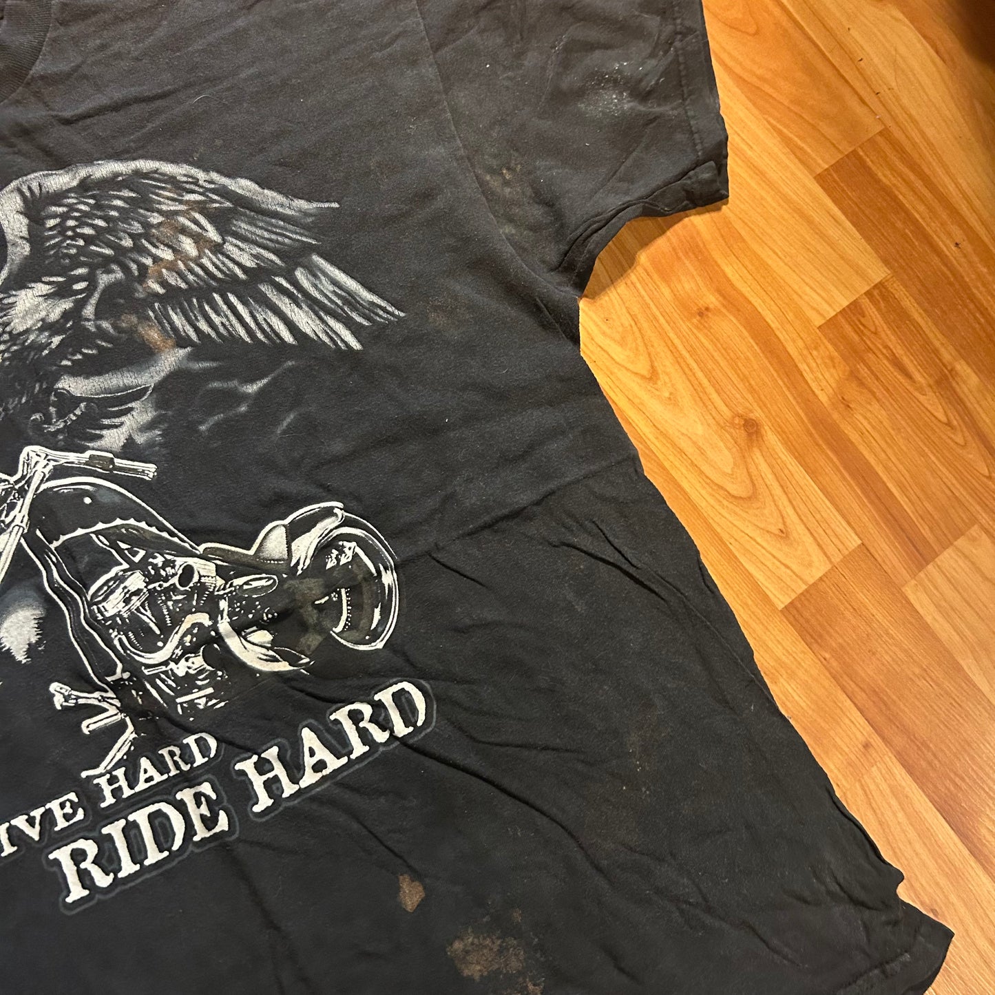 National Heritage Live Hard Ride Hard Black Tshirt - XLarge - 24" x 29"