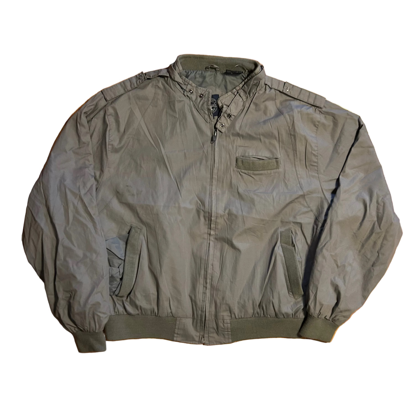 J Blair Adventurer's Club Grey Zip Up Windbreaker Jacket - Large - 23" x 23"