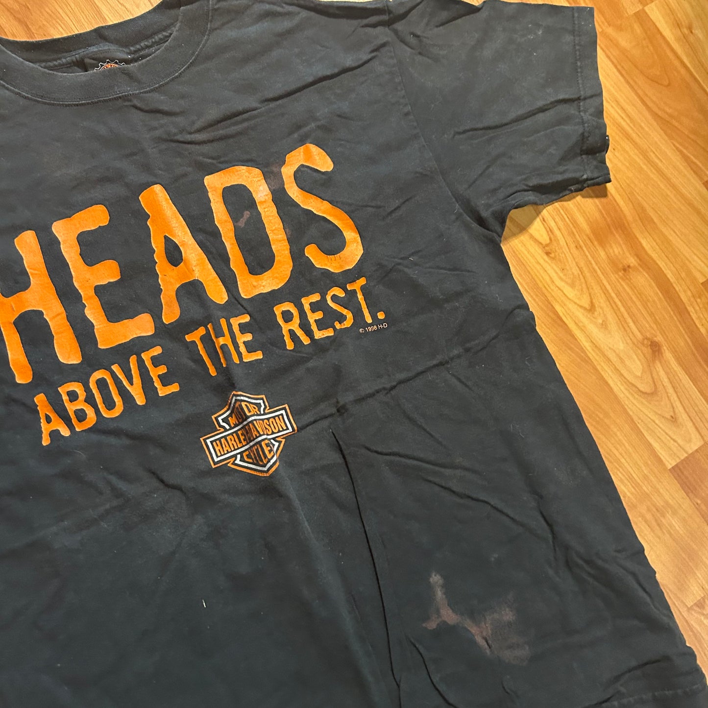 Harley Davidson Motorcycles Heads Above The Rest Black Tshirt - Medium - 21" x 28"
