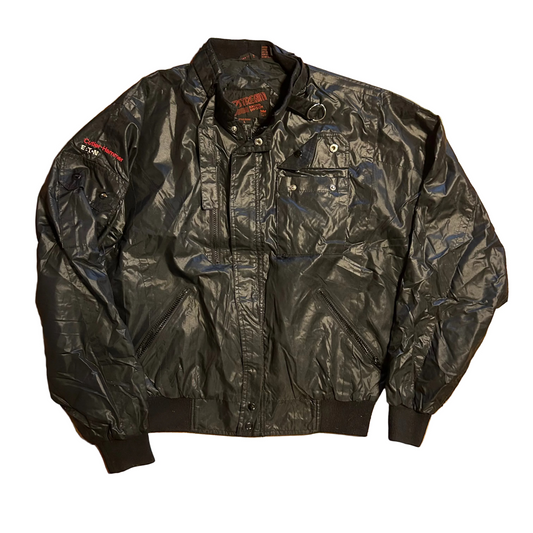 Upstream Racing Division Black Nylon Zip Up Biker Jacket - Large - 23" x 24"