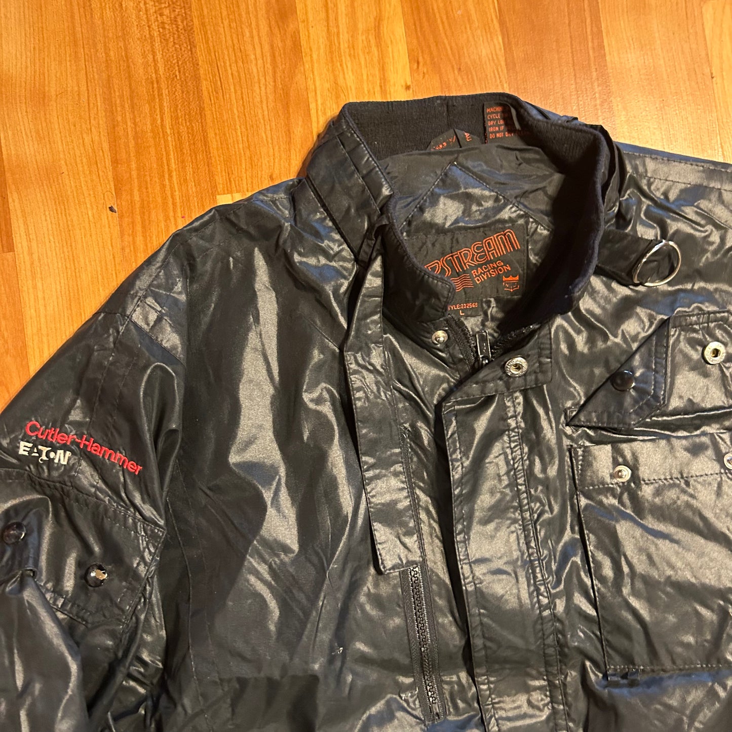 Upstream Racing Division Black Nylon Zip Up Biker Jacket - Large - 23" x 24"