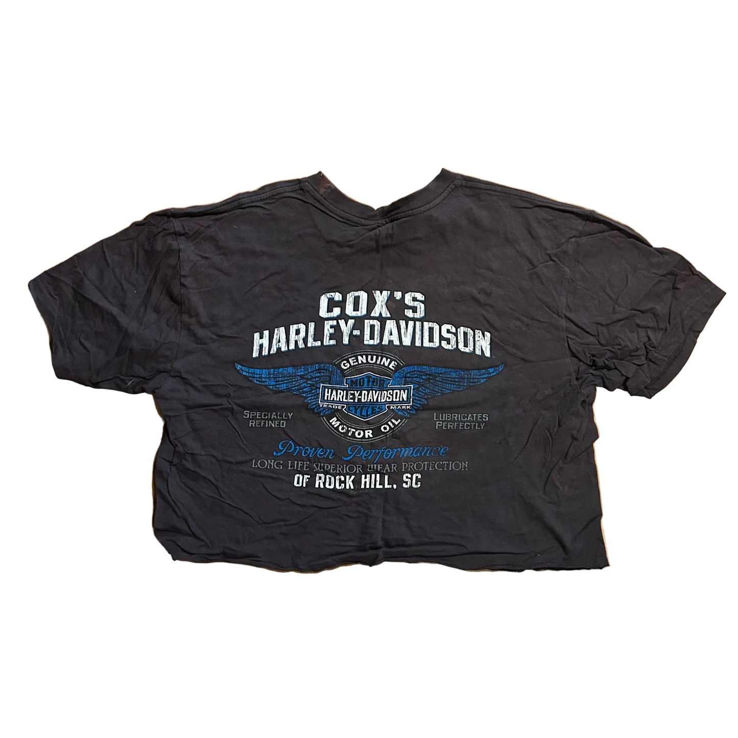 Harley Davidson Motorcycles Cox’s Black Cropped Tshirt - Large - 22.5" x 20"