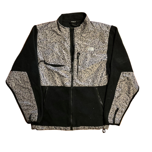 The North Face Fleece Zip Up Black Grey Spotted Jacket - Medium - 20" x 27"