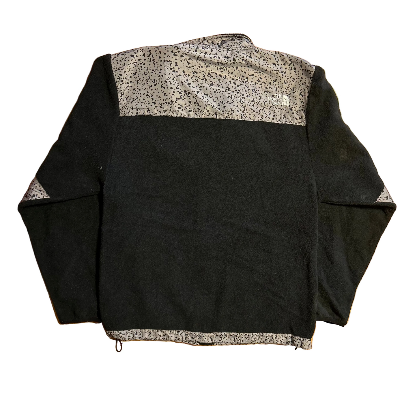 The North Face Fleece Zip Up Black Grey Spotted Jacket - Medium - 20" x 27"
