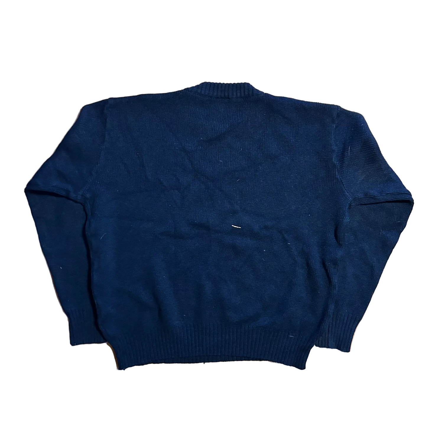 Ireland Navy Blue Green Spellout Acrylic Knit Sweater - Large - 23" x 23"