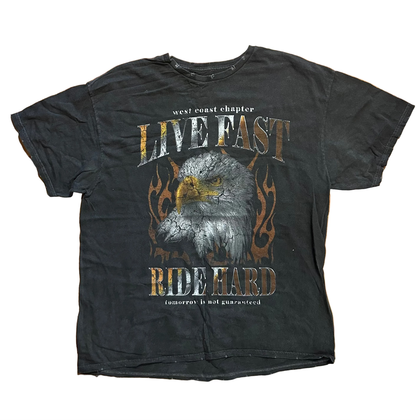 West Coast Chapter Live Fast Ride Hard Grey Eagle Tshirt - Large - 23" x 30"