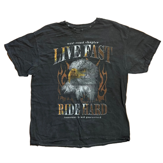 West Coast Chapter Live Fast Ride Hard Grey Eagle Tshirt - Large - 23" x 30"