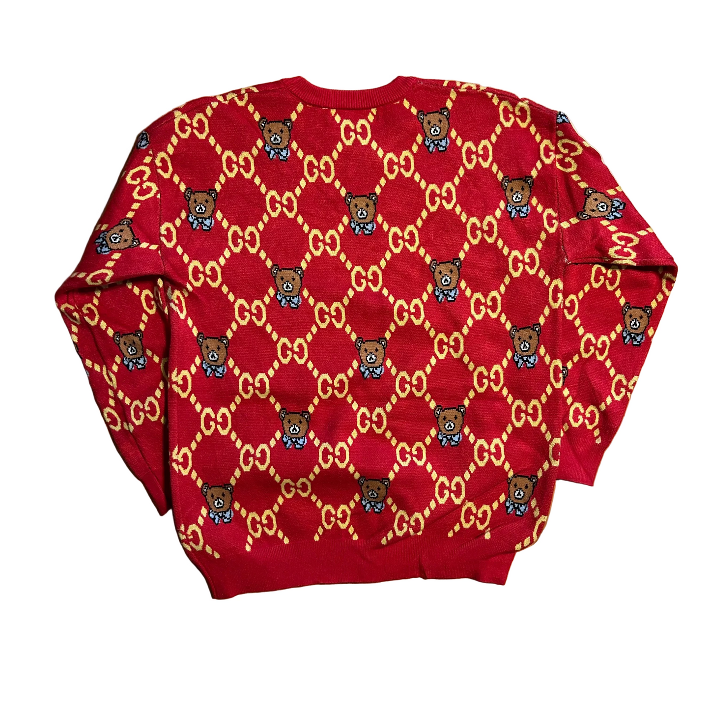 Gucci Red Bear Pattern Sweater - Small - 19" x 24"
