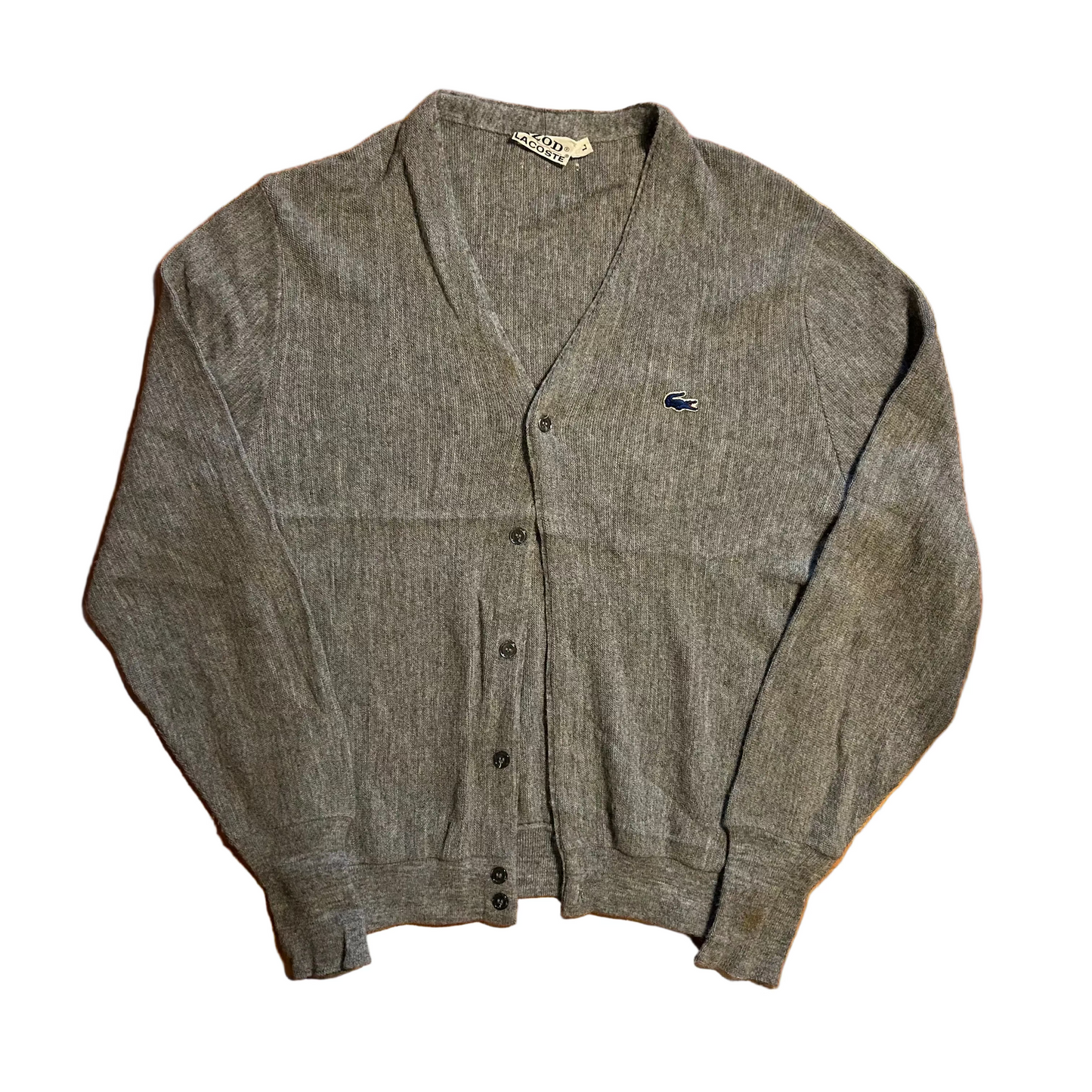 80/90's Izod Lacoste Grey Cardigan Sweater - Large - 22" x 27"